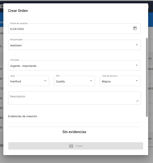 Screenshot del módulo Inspección